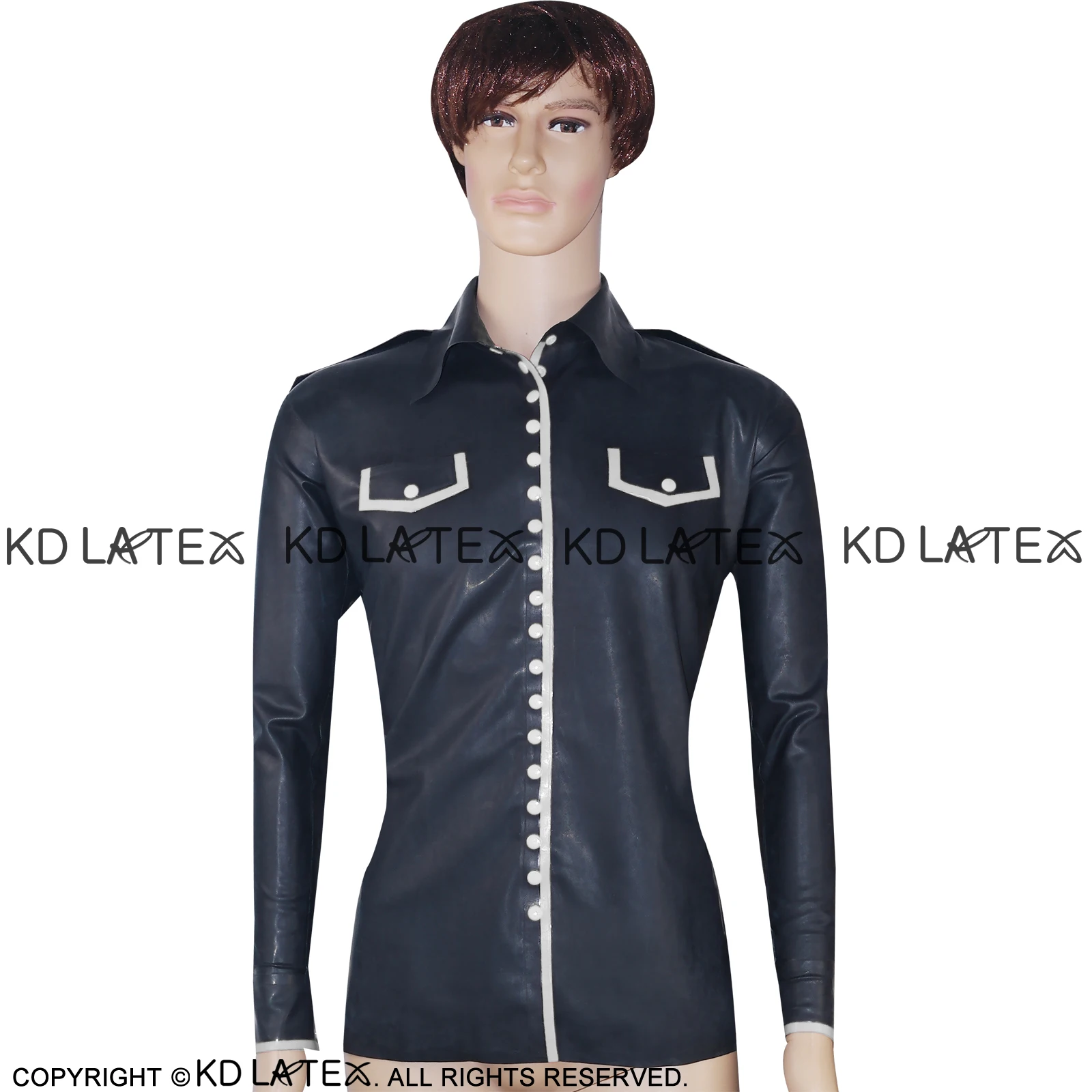 Черный и белый цвета планки сексуальная латекс военная форма пуговицы спереди