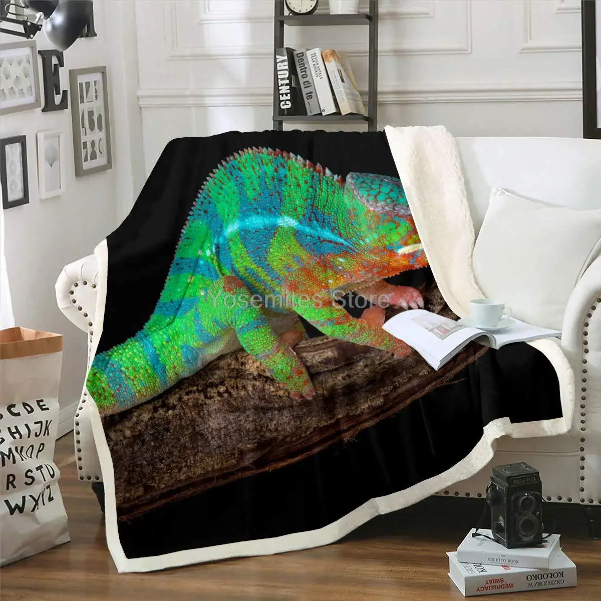 

Chameleon Yellow Flannel Fleece Throw Blanket Reptile Trunk Brown Lizard Super Soft Warm All Season Blanket for Couch Sofa Bed
