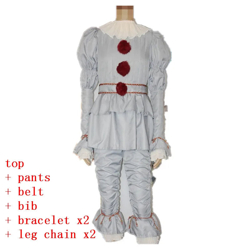 costume 1 Фильм Стивен Кинг это пеннивайз Косплей костюмы Маска пеннивайз клоун Страшный Джокер костюм комплект Хэллоуин костюм для взрослых - Цвет: costume 1