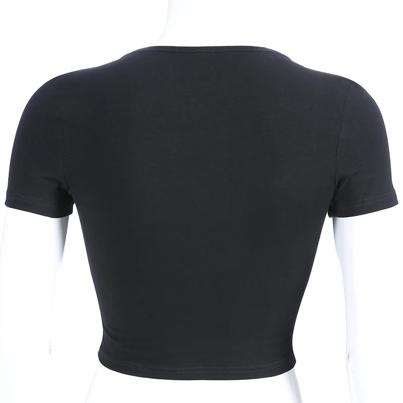 Футболка женская хлопковая в стиле Харадзюку Базовая рубашка с вырезами и