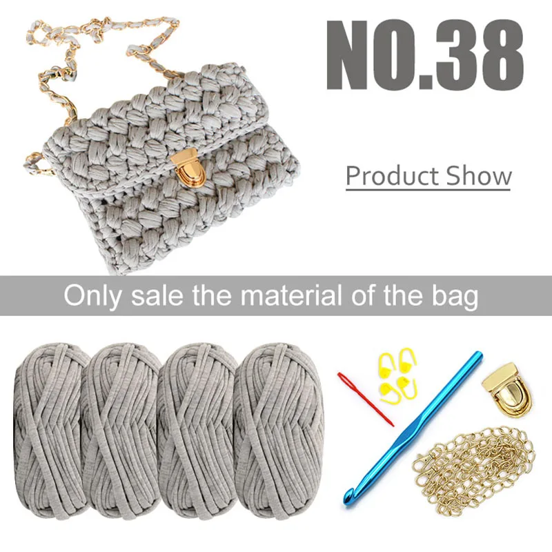 Silver bag Material Ручная сумка Материал пакет, сеть видео плетеная крючком Футболка мешок материал пряжи, поставляется с видео учебник DIY подарок - Цвет: Silver bag Material