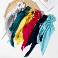 new style knotted ribbon satin large intestine circle silky square scarf hair circle ladies ponytail hair accessories