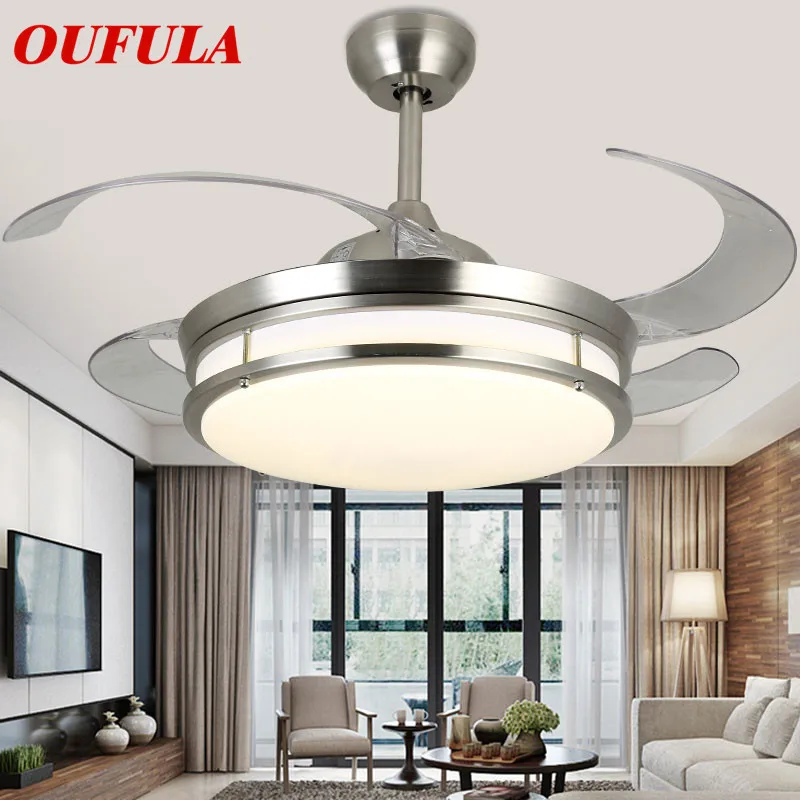 

8M Modern Ceiling Fan Lights Lamps With Invisible Fan Blade Remote Control Decorative For Home Living Room Bedroom