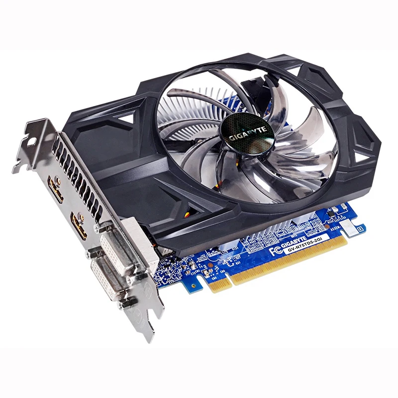 GIGABYTE GTX 750Ti 2 Гб D5 видеокарта 128 бит GDDR5 видеокарты GTX750TI GV-N75TD5-2GI для nVIDIA Geforce GTX750 Hdmi Dvi б/у
