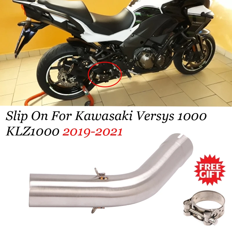 

Motorcycle Exhaust Pipe Escape Modified 51mm interface Slip On For Kawasaki Versys 1000 KLZ1000 2019 2020 2021 Middle Link Pipe