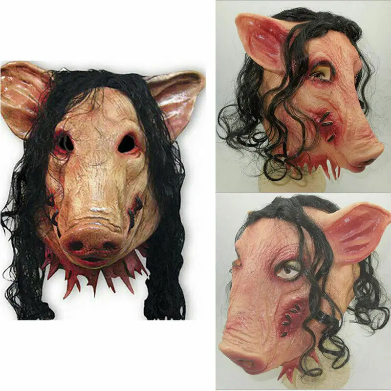 Маска на Хеллоуин + шлем для волос полный уход за лицом свинья из пилы голова