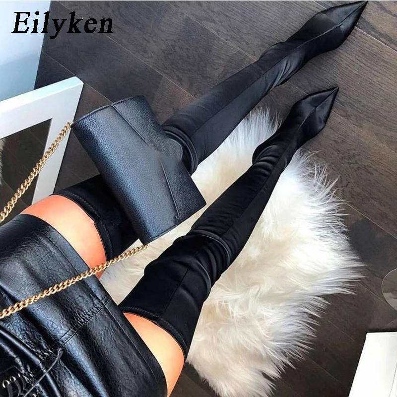 Eilyken/; ботфорты выше колена; эластичные сапоги; Mujer; пикантные сапоги до колена на высоком каблуке; пикантные сапоги-носки для ночного клуба; Новинка