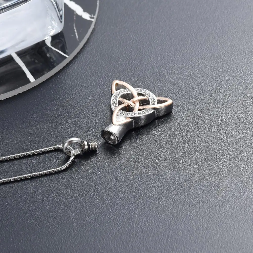 

Cremation Urn Necklace for Ashes Stainless Steel Triangle Vintage Crystal Circle Pendant Necklace Urn