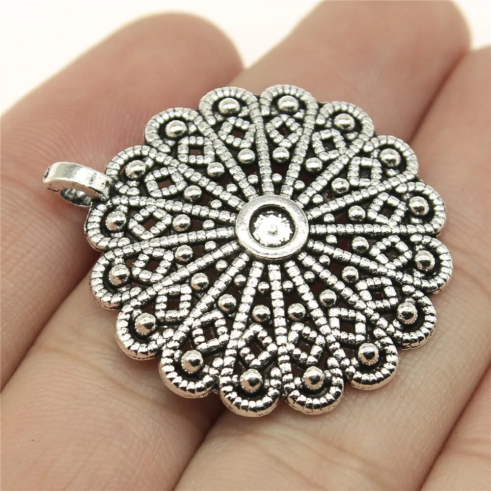 

10pcs 36x31mm Antique Silver Color Carved Flowers Charms For Jewelry Making B13666