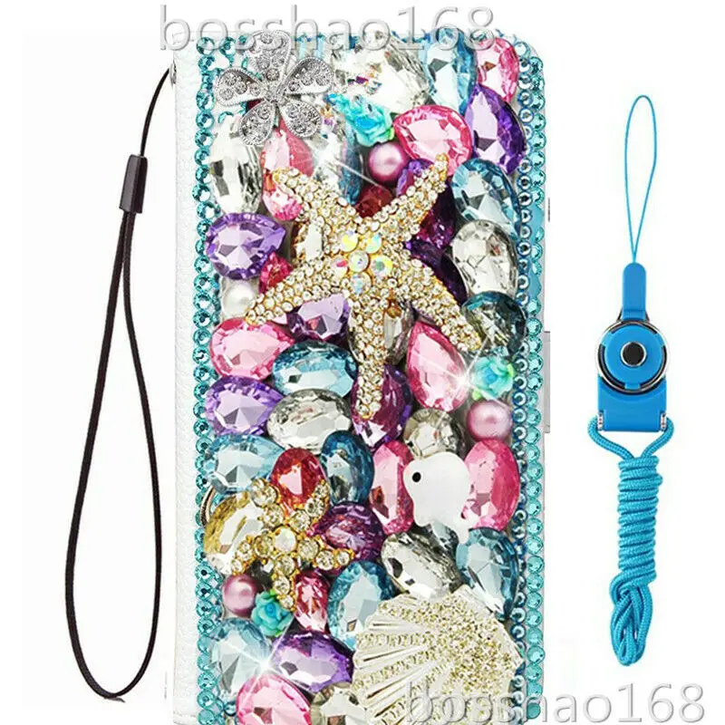 Чехол Кошелек из искусственной кожи со стразами защитный флип чехол для Huawei P40 P30