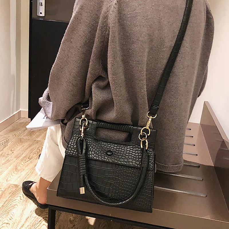 Винтажная каменная маленькая сумка женская из искусственной кожи с узором