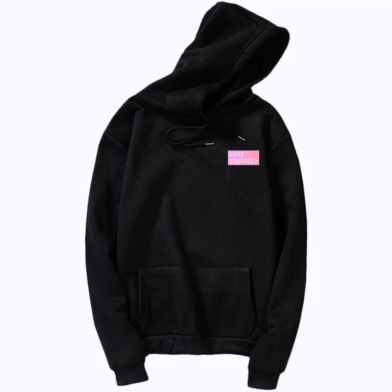 black 4 Корея harajuku Толстовка love yourself толстовки HENJOY Love Yourself k pop женские толстовки! Воротником под горло! Кофты Bangtan boys - Цвет: black 4