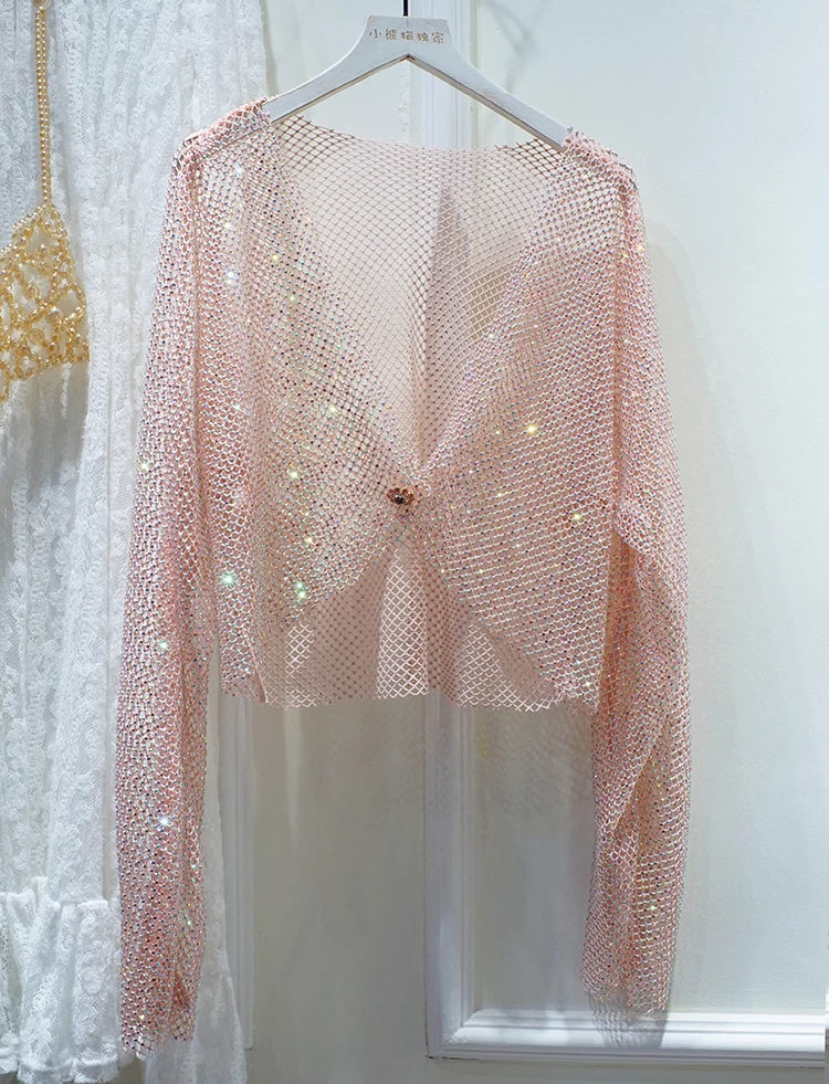 Новая пикантная светильник лая сетчатая рубашка с кристаллами для дискотеки