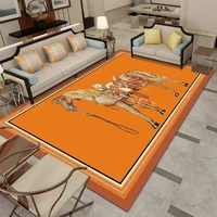 fashion ethnic frame carpet horse 3d printing rectangle room rug black green orange living room bedroom bedside floor table mat