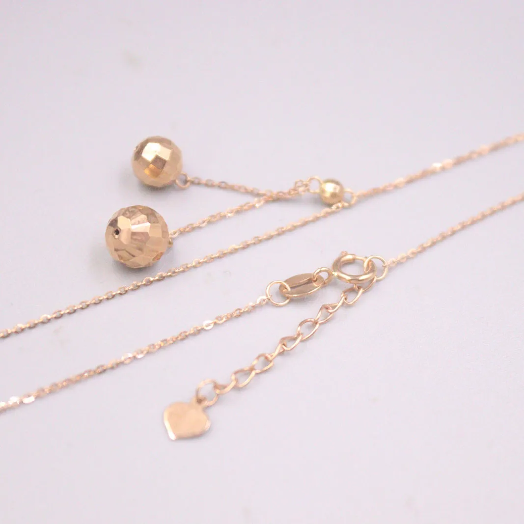 

Au750 Real 18K Rose Gold Chain Neckalce For Women Female 1.1mmW Carved Ball Choker Gold Necklace 18K Gold Jewelry