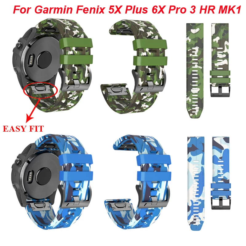 Камуфляжный быстросъемный ремешок для наручных часов Garmin Fenix 5X Plus 3 3HR MK1 D2 6X Pro Tony