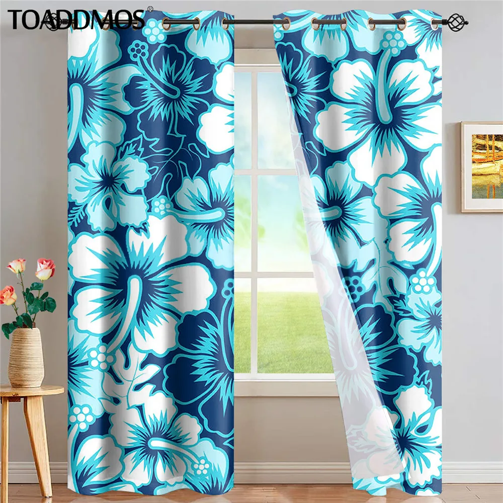 

TOADDMOS занавески на окна тропический Гибискус синие занавески на длинные окна для кухни/спальни занавески в европейском стиле s