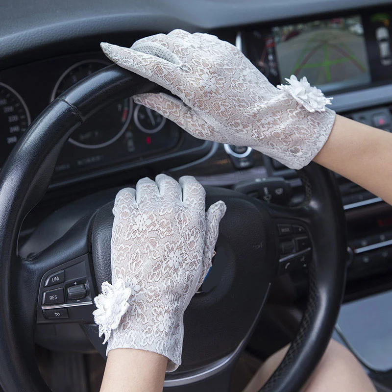 

Sexy Lace Sunscreen Gloves summer Women Stretch Thin Touch Screen Anti Uv Slip Resistant Driving Gloves Breathable Size