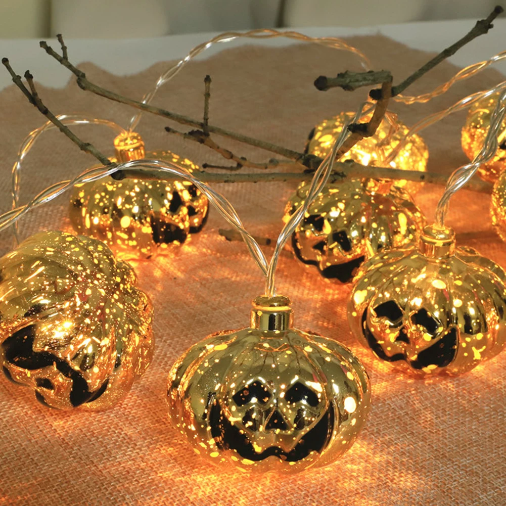 

9.8 FT 20LEDs Battery Operated Halloween Decorations Pumpkin String Light Festival Supplies Celebration Porch Adjustable Home