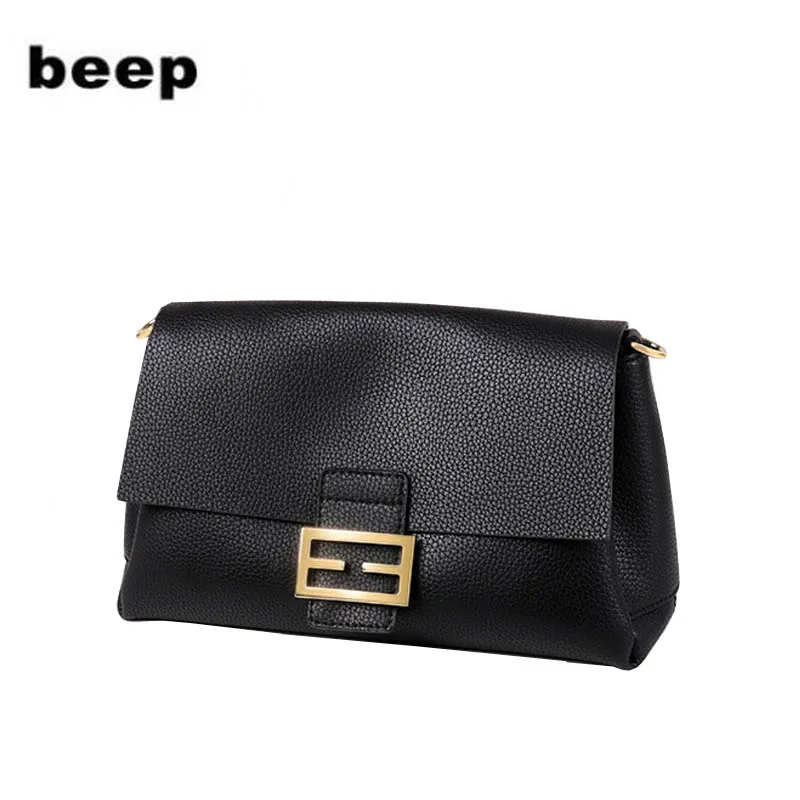 Beep women leather bag  2020 new shoulder messenger bag Simple ladies soft leather French underarm bag Small square bag
