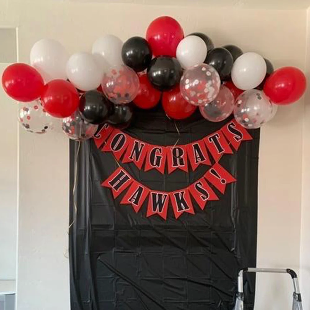 109 unids/lote circo globos de cumplea&ntilde;os arco set de guirnaldas negro rojo blanco globos confeti globos, decoraci&oacute;n fiesta de cumplea&ntilde;os-2