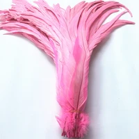 20pcs pink rooster feather 40 45cm16 18 rooster coque tail feathers natural feathers for crafts plume decoration feather decor