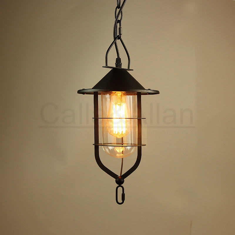 Free shipping black iron heavy cage industrial pendant lamp vintage E27 screw socket lighting fixtures for artist decoration