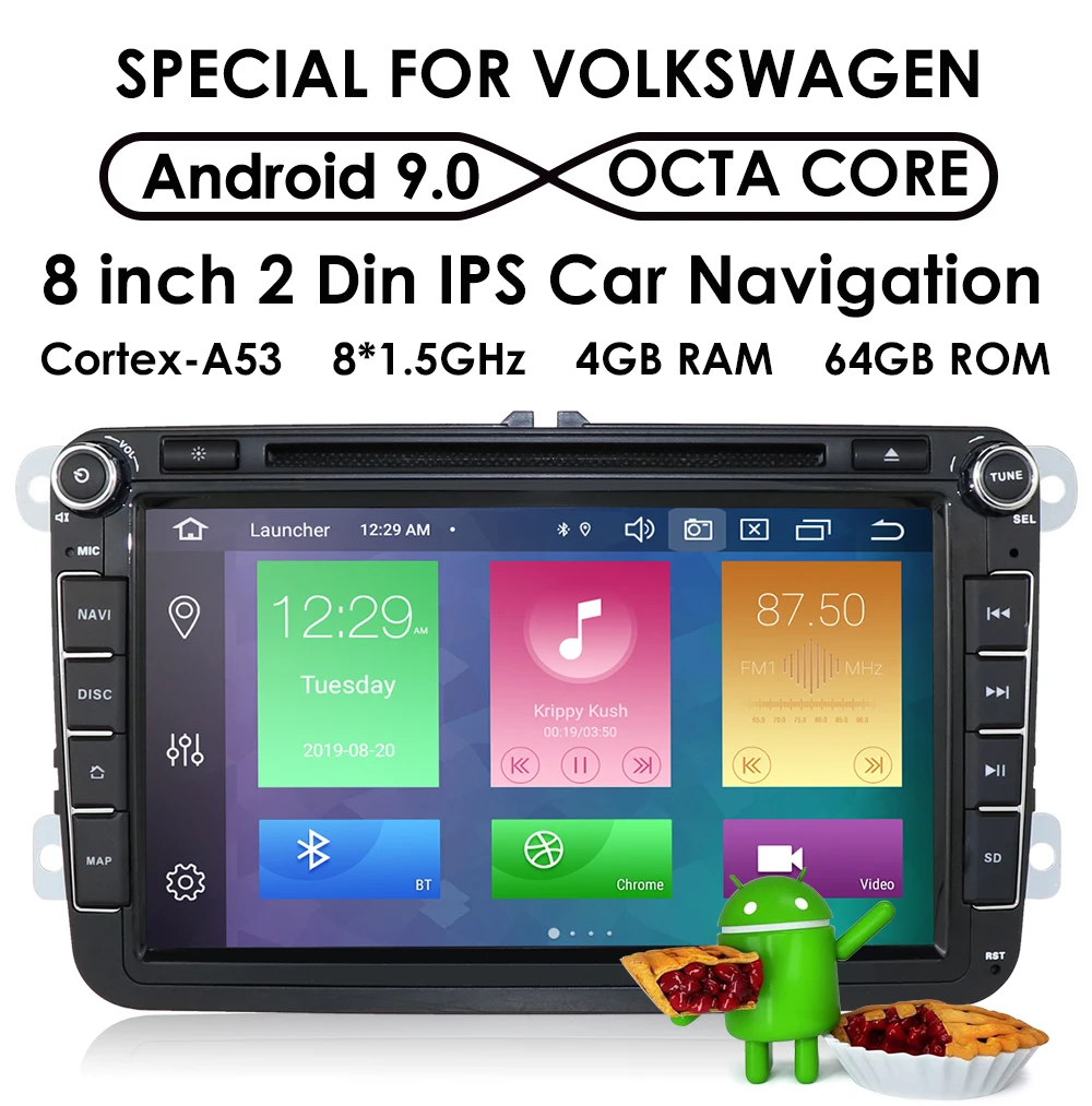 2 din Android 9,0 Восьмиядерный 4 Гб ОЗУ 64 гром автомобильный DVD для VW Passat CC Polo GOLF 5 6 Touran EOS T5 Sharan Jetta Tiguan gps Радио BT