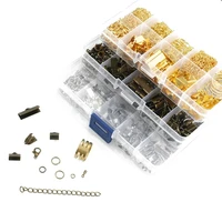 jewelry findings tools set copper wire open jump rings lobster clasp tail chain end caps earring hooks for diy jewelry making
