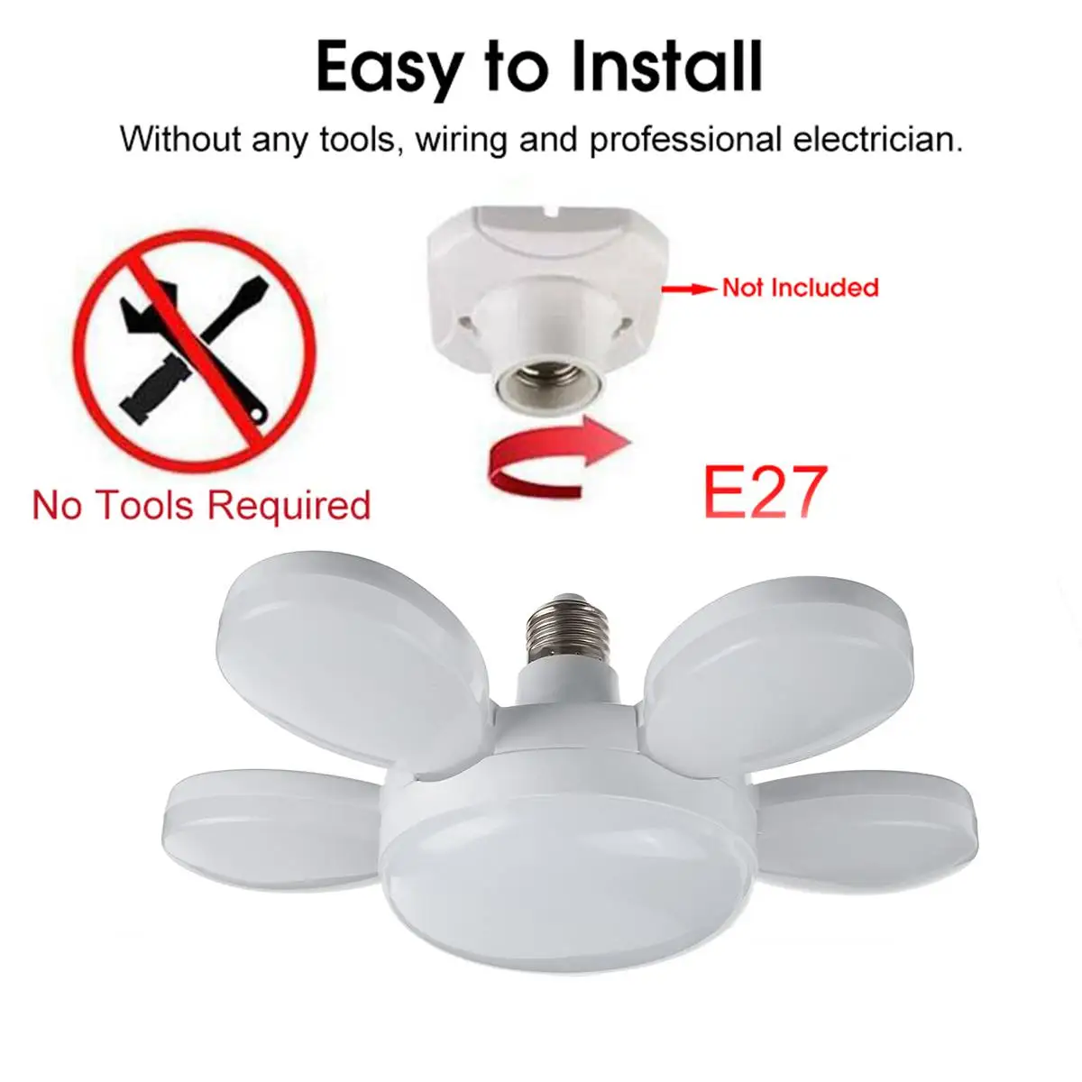 

Foldable Five-Leaf Super Bright Industrial Lighting 40W E27 Led Fan Garage Light 165-265V 2835 Led High Bay Industrial Lamp