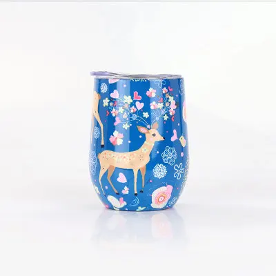 1PC 6 шт., 12 унций, кружки с крышками, термосы, термосы, Рождество, звездное небо, единорог, яйцо, форменная кружка, шампанское пиво, кофе - Цвет: 1PC