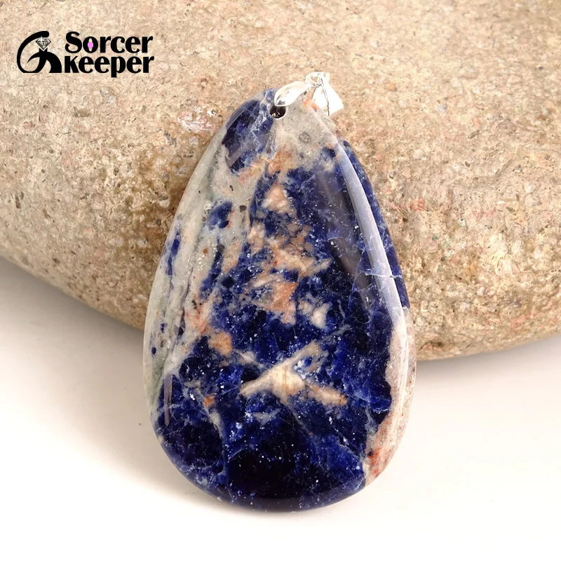 Men Jewelry New Crystal Pendant Necklace Natural Stone Blue Sodalite Beads Agates Reiki Healing Fashion Bijoux Women BA698 | Украшения и