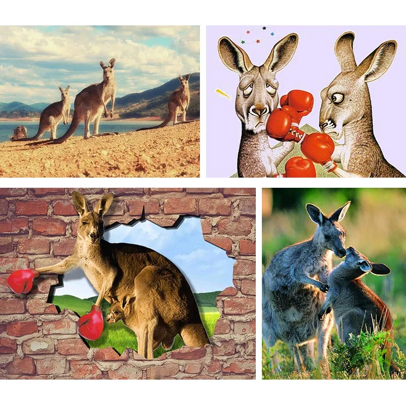 

New Arrival Diamond Painting Grassland Scenery Diamond Embroidery Kangaroo Boxing Cross Stitch Rhinestones Decor For Home N62
