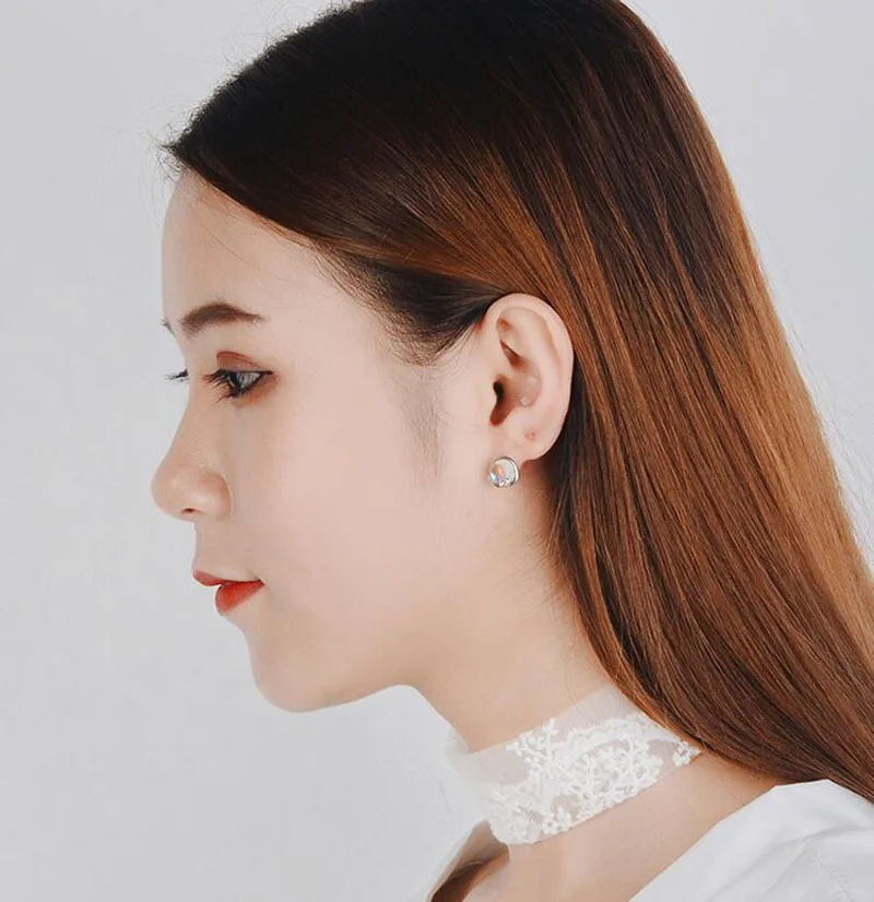 Женские серьги гвоздики из серебра 2019 пробы с градиентом|Серьги-гвоздики| |