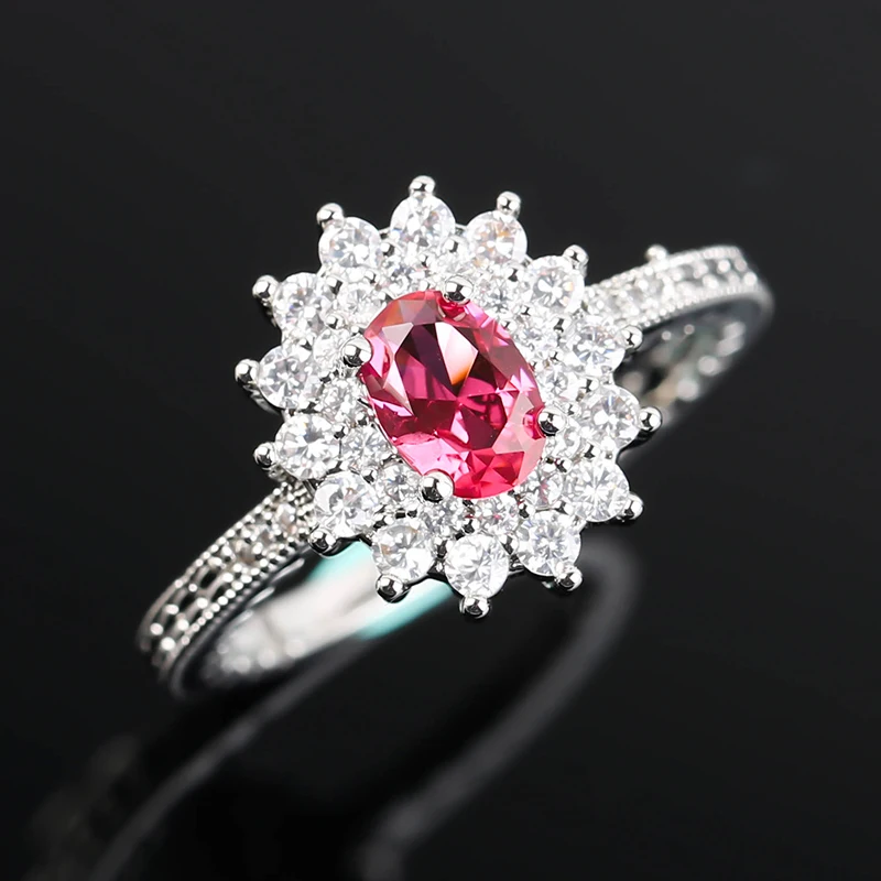 Великолепные кольца с красным камнем и цветком для женщин классические