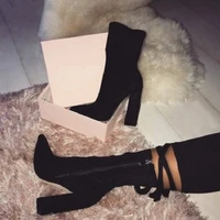 2021 2022 new ankle boots womens for autumn winter fashion pointed toe heel zipper chelsea booties female black shoe size 41 42