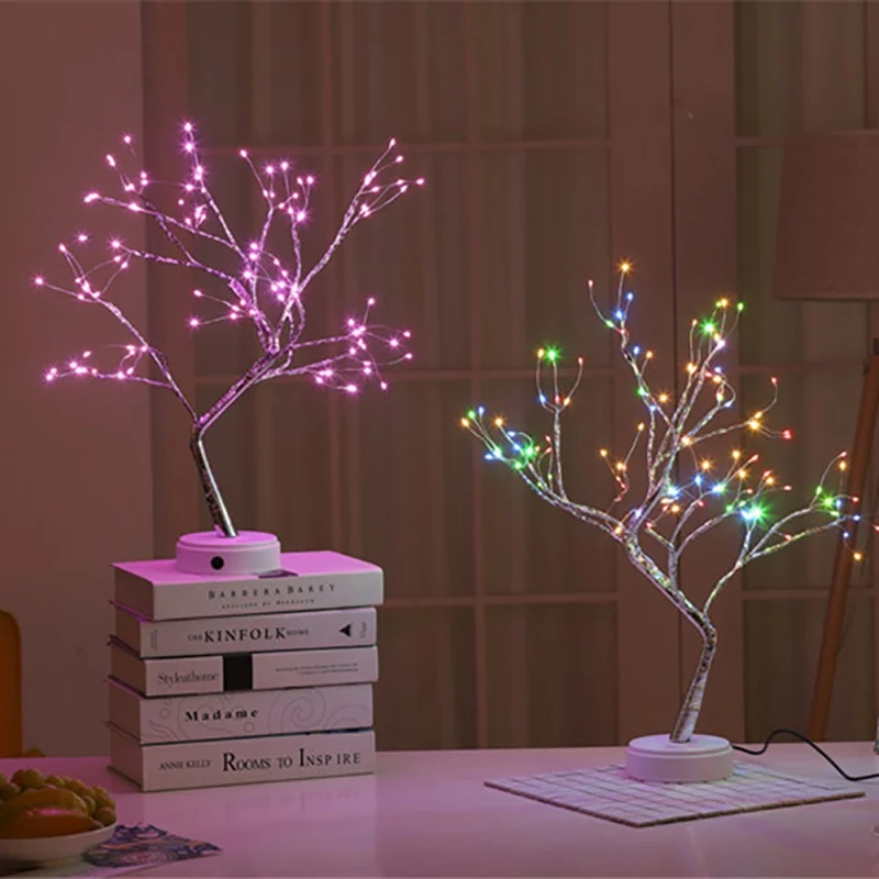 

Led Little Night Light Mini Christmas Tree Copper Wire Garland Fairy Tale Light Holiday Branches Lamp Home Decoration Props