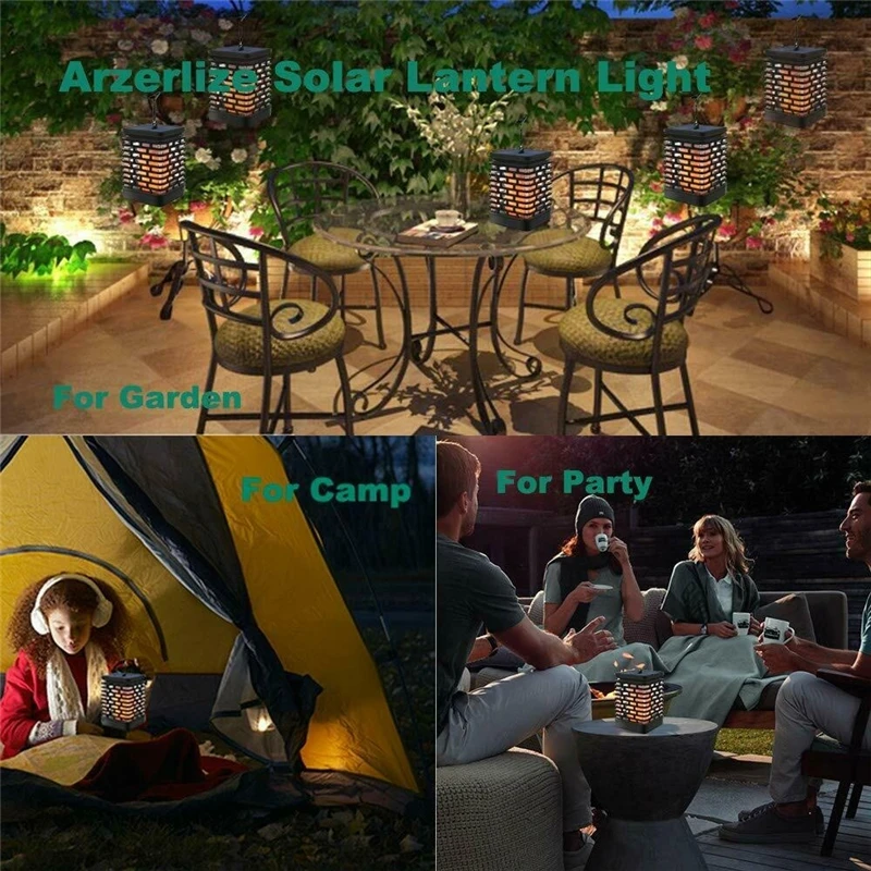 

99 LED Solar Flame Light Waterproof Garden Lawn Lights Outdoor Pathway Stairs Security Light Hanging Decoration Lantern Lamp