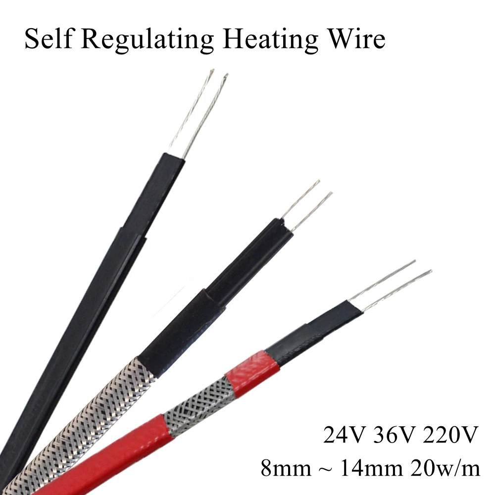 

24V 36V 220V Self Regulating Heating Wire Pure Copper Electric Cable Line Freeze For Dry Water Pipe Frost Roof Snow Sewer Warm