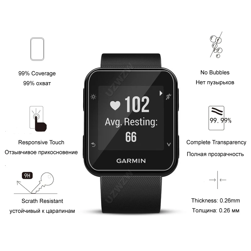 

10pcs For Garmin Forerunner 35 Smart Watch Screen Protector Protective Tempered Glass Film Explosion-proof