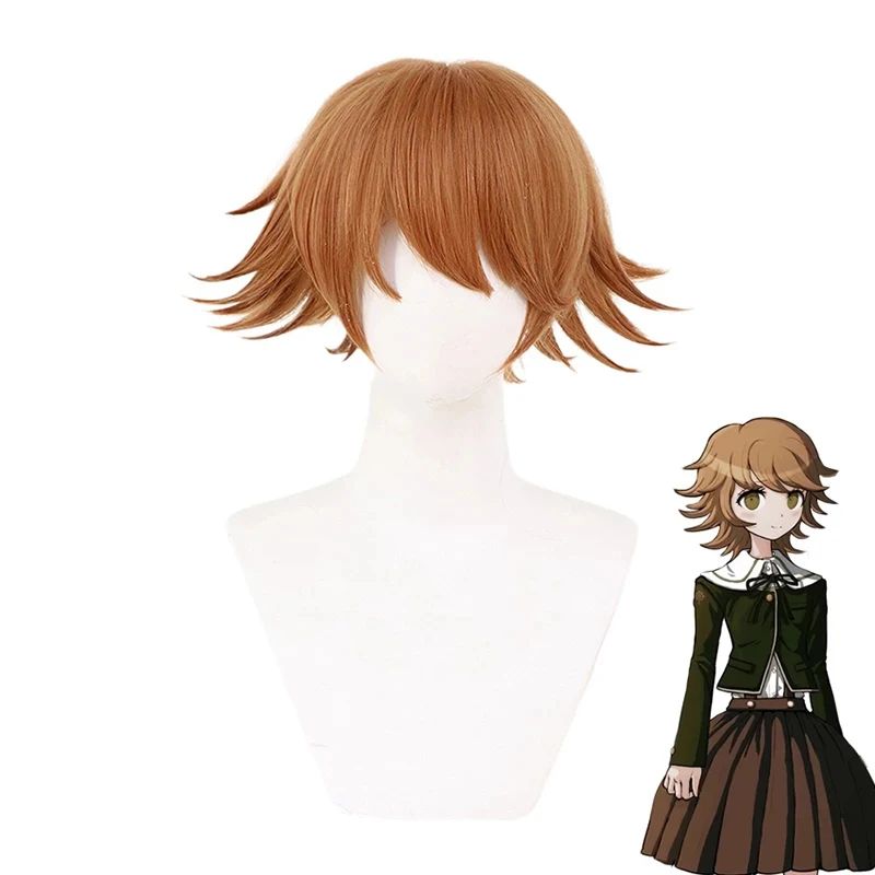 Парик для косплея из игр Danganronpa Fujisaki Chihiro коричневый короткий термостойкий шиньон