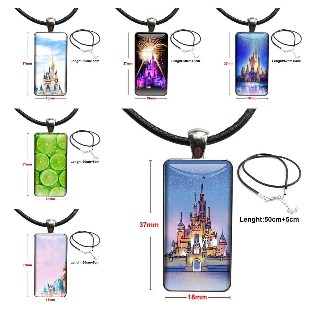 Стильное ожерелье с длинной цепью с прямоугольное ожерелье ювелирные изделия великолепный виниловый Фотофон с Золушкой замком для новогоднего подарка Destockage