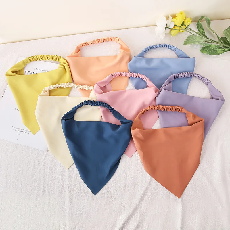 

Hair Scarf Scrunchies Vintage Triangle Bandanas Hairband Headband Without Clips Elastic Hair Bands Headwrap Accesories