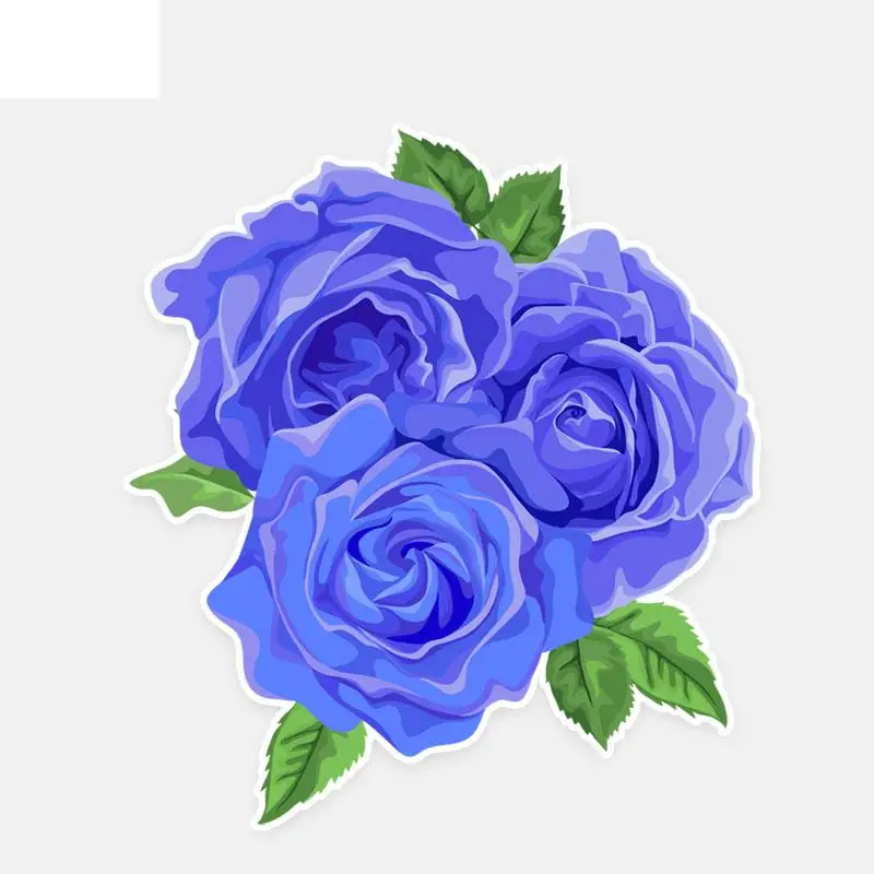 

RuleMyLife 12.3*13.6CM Beautiful Roses Flowers Blue Colored Decor Car Stickers High Quality Personalized 11A0801