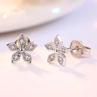 new fashion minimalist cartilage nail stud earrings simple five leaf clover crystal zircon tiny earring piercing accessory gifts