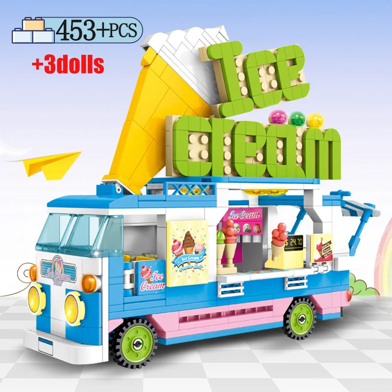 453 шт. город мороженого распродажа автомобиль строительные блоки подруга рисунок