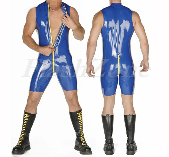 Бесплатная доставка! Темно-синий резиновый латексный комбинезон для