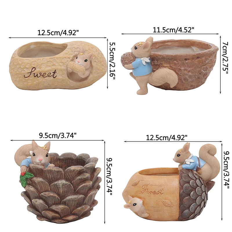 Домашний декор веселый сад мультфильм белка и орех Сад Смола мясистые цветы