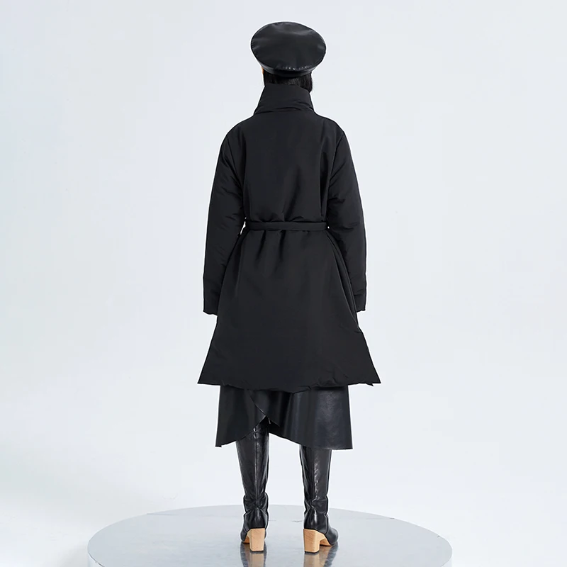 

[EAM] Loose Fit Big Size Irregular Long Down Jacket New Long Sleeve Warm Women Parkas Fashion Tide Autumn Winter 2021 1DD2229