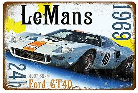 

AYLAODI 1pcs Motor Car Racing Team Vintage Metal Plate Bar Cafe Pub Decorative Sign Martini Wall Sticker Garage Metal